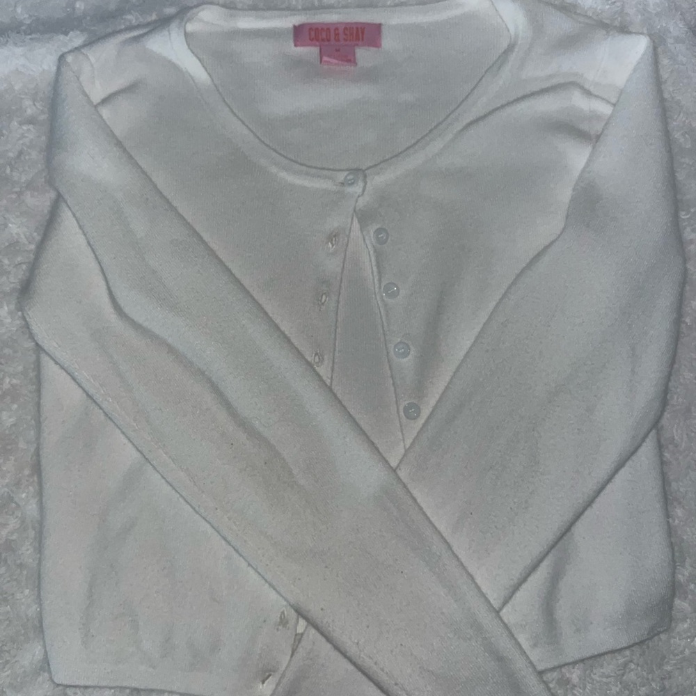 White cropped cardigan